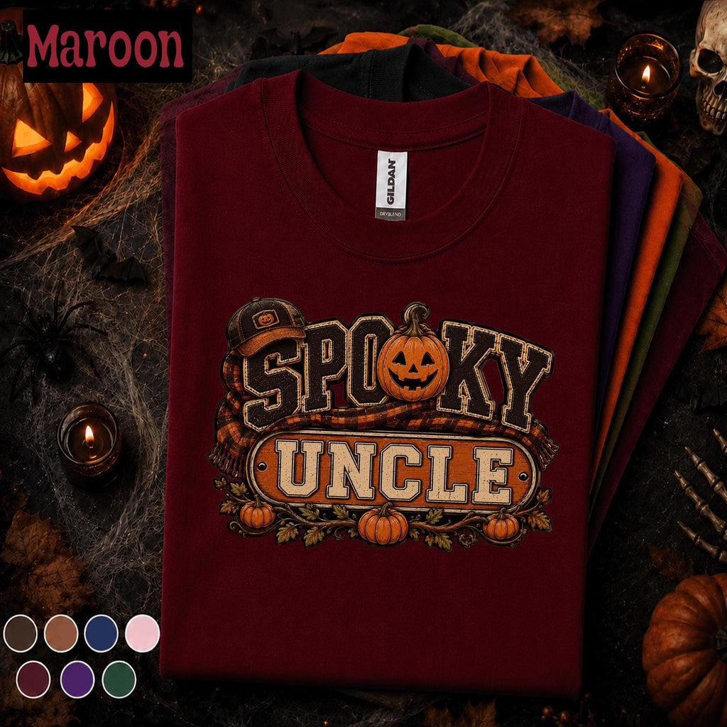 Spooky Uncle Halloween Shirt, Funny Uncle Pumpkin Tee, Fall Family Halloween Gift, Retro Jack O Lantern Shirt, Uncle Halloween Party Tee