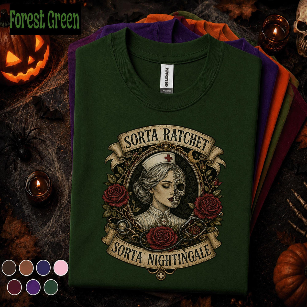 Sorta Ratchet Sorta Nightingale Nurse Halloween Shirt, Gothic Nurse Tee, Spooky Skeleton RN Gift, Vintage Medical Halloween T Shirt
