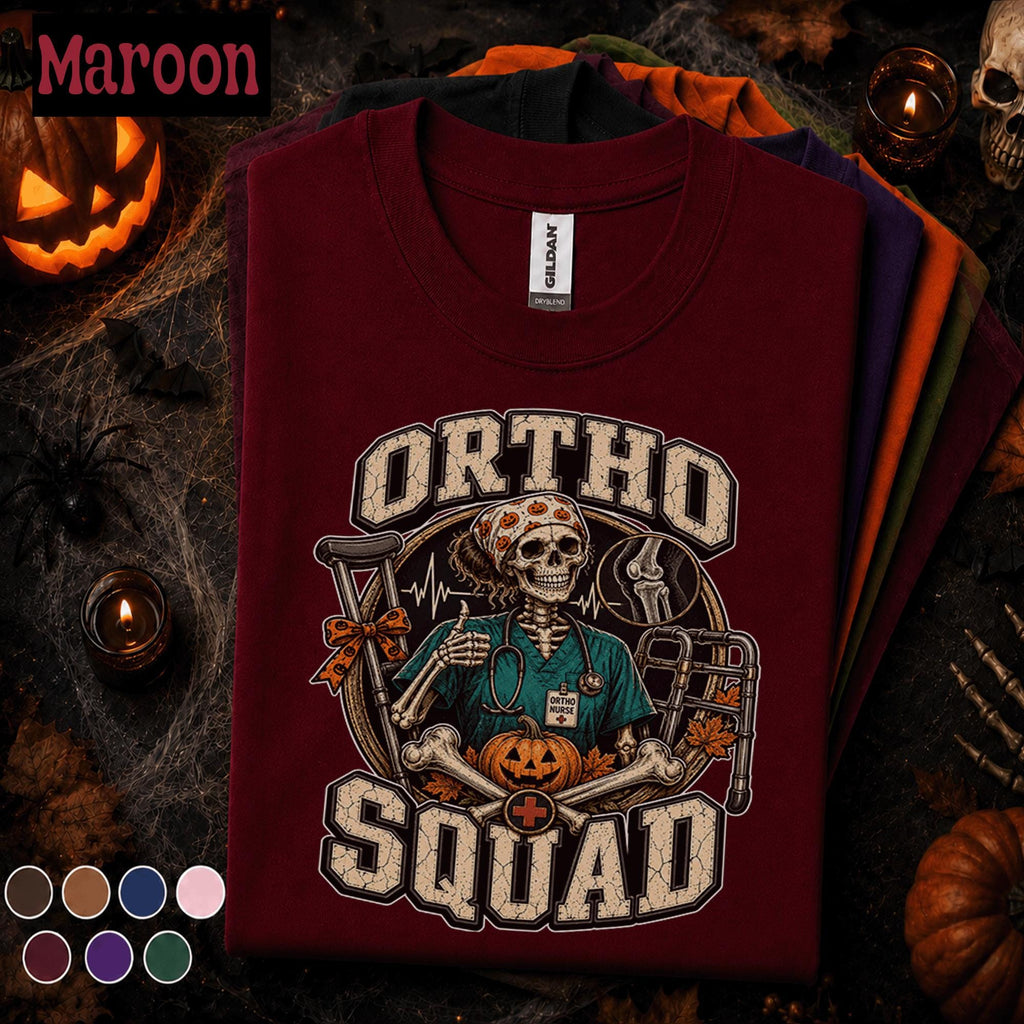 Orthopedic Nurse Halloween Shirt, Ortho Squad Skeleton Tee, Spooky Orthopedic Nurse Gift, Healthcare Worker Halloween T Shirt, Ortho Crew