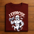 I Exorcise Shirt, Muscular Ghost Lifting Dumbbell Gym Tee