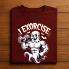 I Exorcise Shirt, Muscular Ghost Lifting Dumbbell Gym Tee