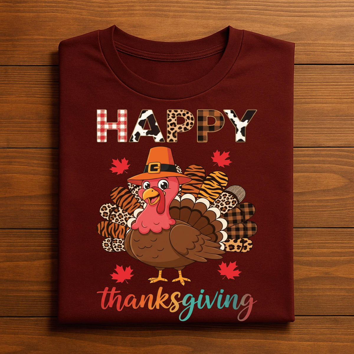 Autumn Happy Thanksgiving Shirt Turkey Pumpkin Fall Leaves Seasonal Outfit Tee, Happy Thanksgiving Sweatshirt, Gift Thanksgiving Family Tee