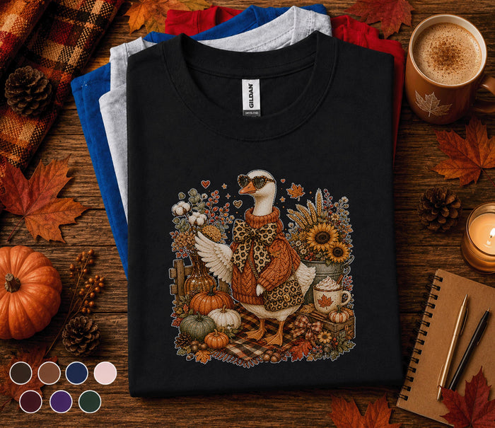 Cute Fall Goose Shirt, Autumn Goose Sweater Tee