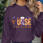 Spooky Nurse Halloween Shirt, Ghost Pumpkin Bat Web Funny Nurse Life Tee, Cute Medical Costume Outfit For Nurses And Healthcare Workers
