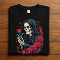Couple Ghost Roses Shirt, Gothic Skeleton Rose Tee
