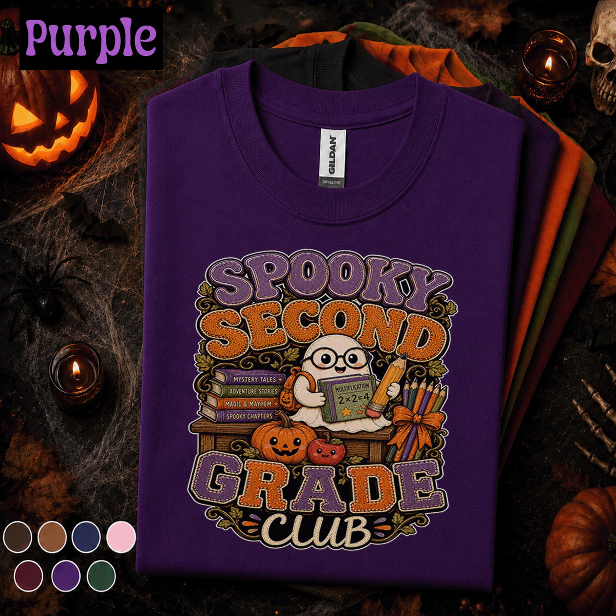 Spooky Second Grade Club Halloween Shirt, 2nd Grade Teacher Tee, Ghost Pumpkin Classroom Shirt, Fall Elementary School Teacher Gift