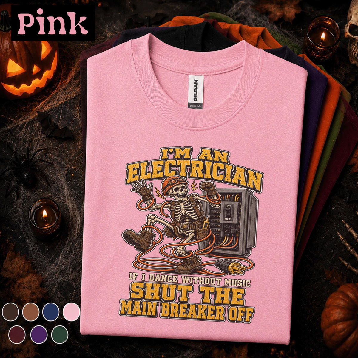 Electrician Halloween Shirt, Funny Skeleton Electrician Tee, Shut Main Breaker Off, Electrical Worker Gift, Spooky Tradesman T-Shirt