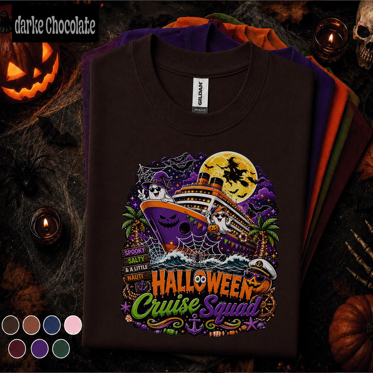 Halloween Cruise Squad Shirt, Spooky Salty Nauti Cruise Tee, Ghost Witch Pumpkin Vacation Shirt, Family Group Halloween Cruise Gift