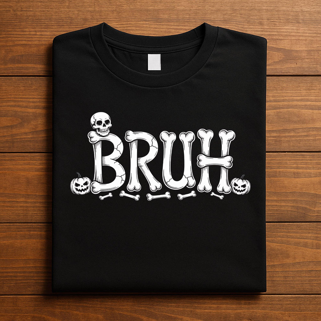 BRUH Skeleton Shirt, Funny Bone Letter Halloween Shirt