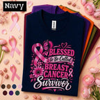 Breast Cancer Survivor Shirt, Blessed to Be Called Survivor Pink Ribbon Tee, Floral Butterfly Awareness Shirt, October Support Gift Women