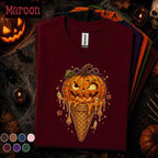 Pumpkin Ice Cream Halloween Shirt, Jack O Lantern Cone Tee, Cute Spooky Season, Funny Fall Halloween Shirt, October Gift Tee