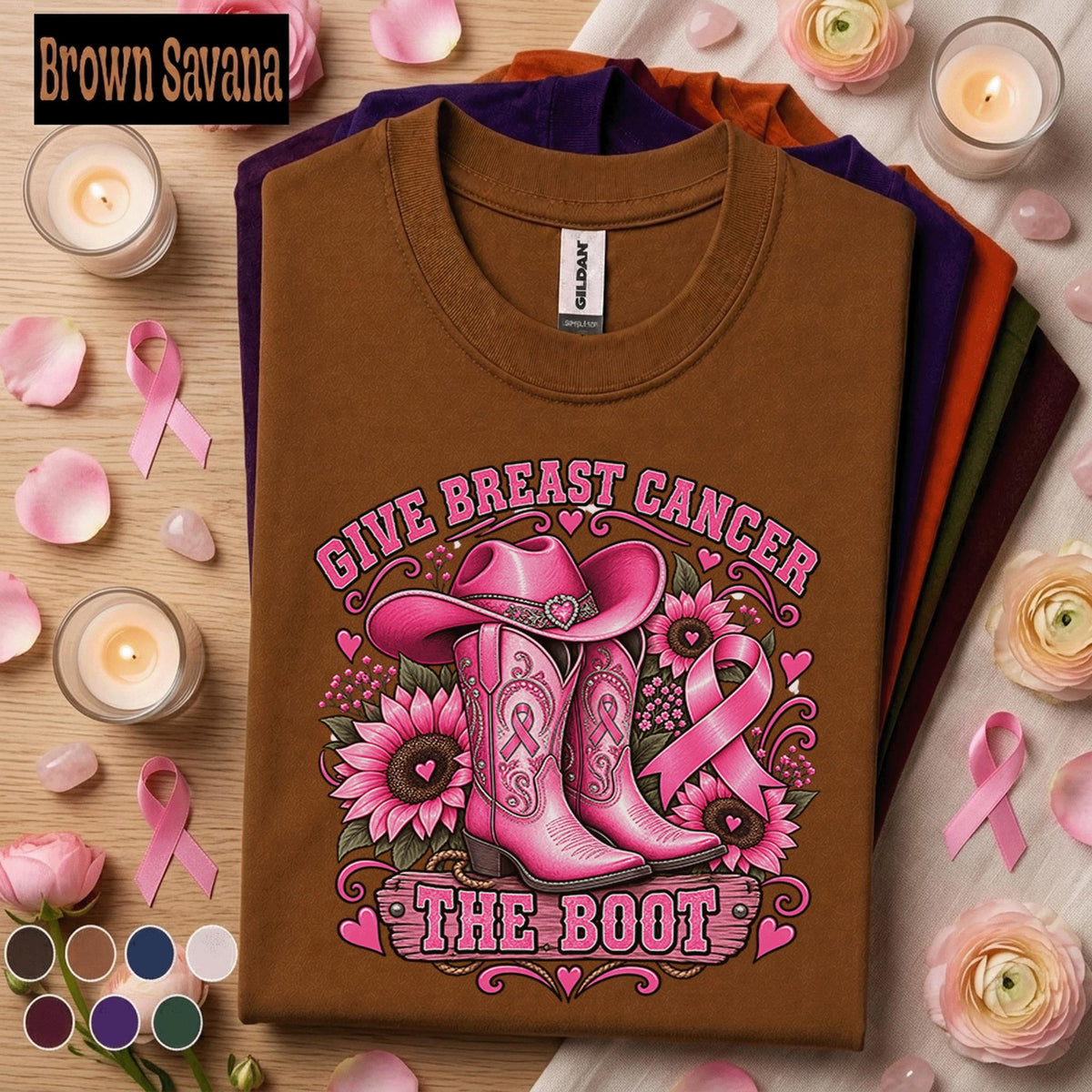 Breast Cancer Awareness Shirt, Give Breast Cancer the Boot Tee, Pink Ribbon Cowgirl Shirt, Western Cancer Fighter Gift for Women Mom