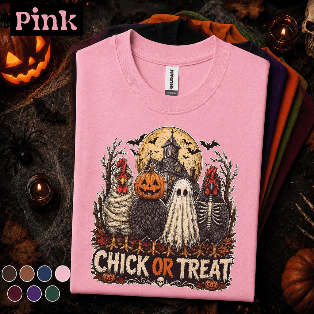 Chick or Treat Halloween Shirt, Funny Chicken Halloween Tee, Spooky Farm T Shirt, Chicken Lover Gift, Ghost Pumpkin Costume Tee