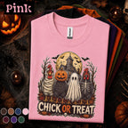 Chick or Treat Halloween Shirt, Funny Chicken Halloween Tee, Spooky Farm T Shirt, Chicken Lover Gift, Ghost Pumpkin Costume Tee