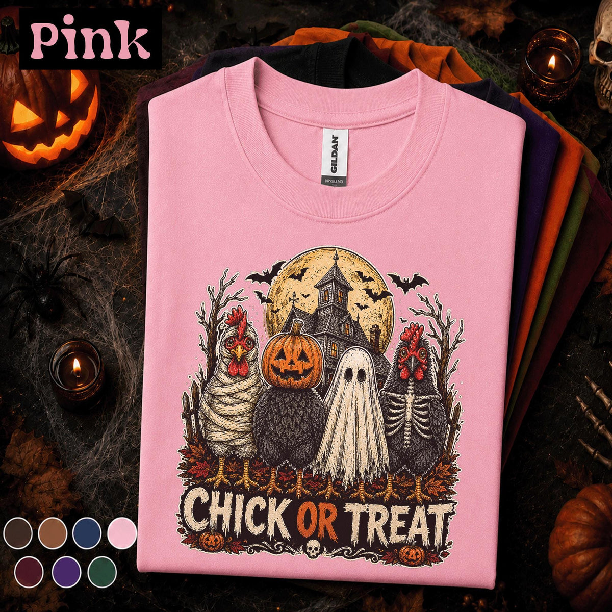 Chick or Treat Halloween Shirt, Funny Chicken Halloween Tee, Spooky Farm T Shirt, Chicken Lover Gift, Ghost Pumpkin Costume Tee