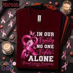 Breast Cancer Awareness Shirt, In Our Family No One Fights Alone Tee, Pink Ribbon Support Shirt, Cancer Warrior Gift, October Family Tee