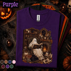 Cozy Ghost Reading Shirt, Vintage Halloween Tee, Spooky Book Lover Gift, Gothic Library Shirt, Autumn Pumpkin T Shirt, Witchy Fall Top