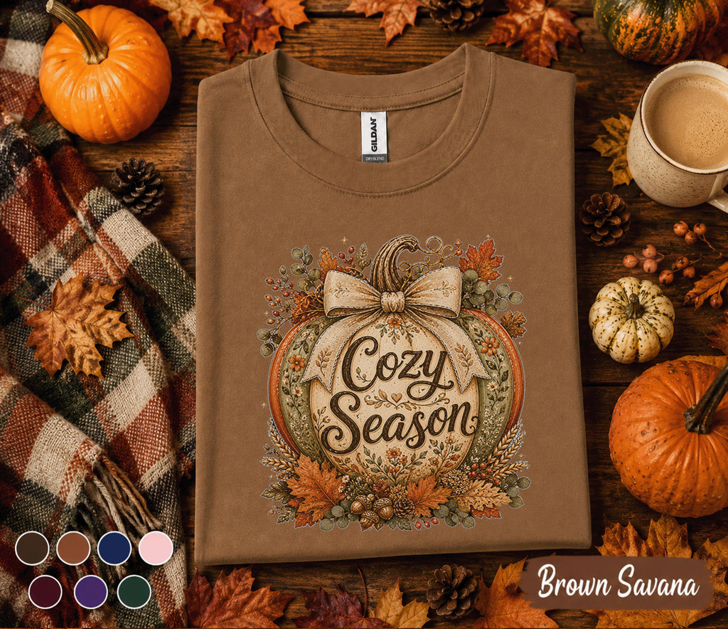 Cozy Season Pumpkin Shirt, Cute Fall Pumpkin Tee