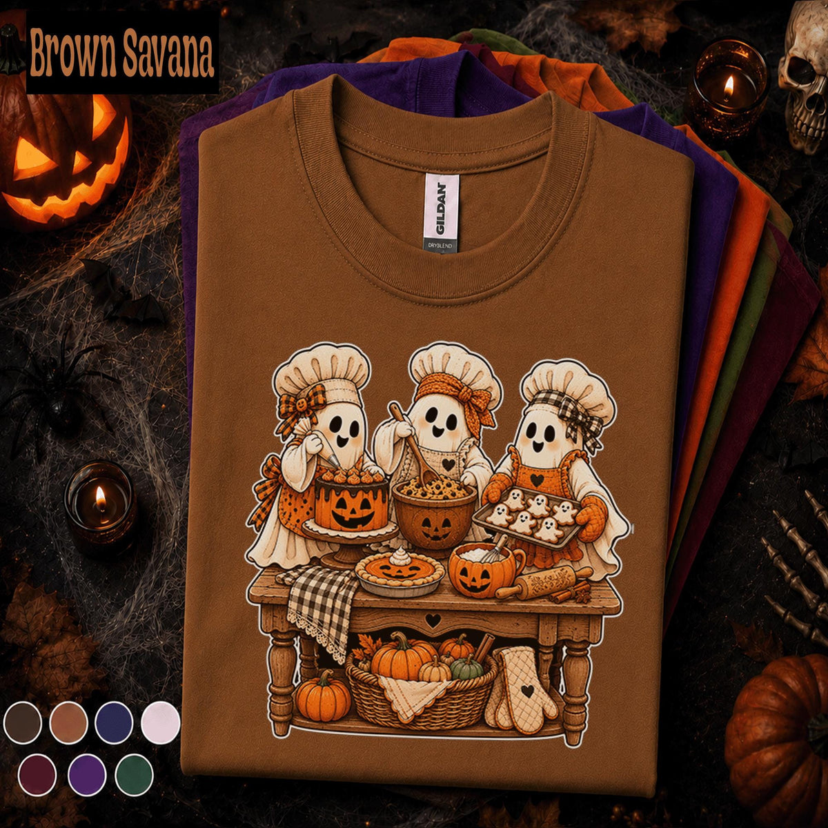 Cute Ghost Baker Halloween Shirt, Spooky Baking Tee, Pumpkin Cake and Cookie Shirt, Fall Bakery Gift, Halloween Kitchen T Shirt