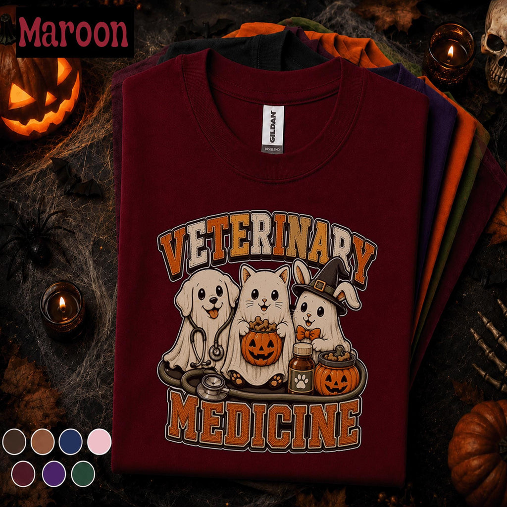 Veterinary Medicine Halloween Shirt, Cute Vet Tech Pumpkin Tee, Spooky Veterinarian Gift, Dog Cat Bunny Vet Shirt, Animal Lover Fall Tee