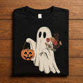 Ghost Flowers Shirt, Cute Pumpkin Halloween Spirit Tee