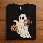 Ghost Flowers Shirt, Cute Pumpkin Halloween Spirit Tee