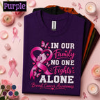 Breast Cancer Awareness Shirt, In Our Family No One Fights Alone Tee, Pink Ribbon Support Shirt, Cancer Warrior Gift, October Family Tee