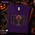 Boo Halloween Shirt, Gothic Bow Tee, Vintage Halloween Top, Coquette Spooky Shirt, Black Orange Boo Tee, Cute Witchy Gift
