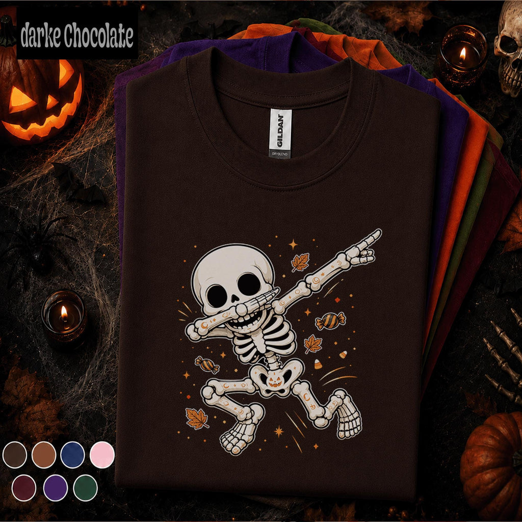 Dabbing Skeleton Halloween Shirt, Funny Spooky Season Tee, Cute Skeleton Shirt, Kids Youth Boys Halloween Gift, October Party Tee