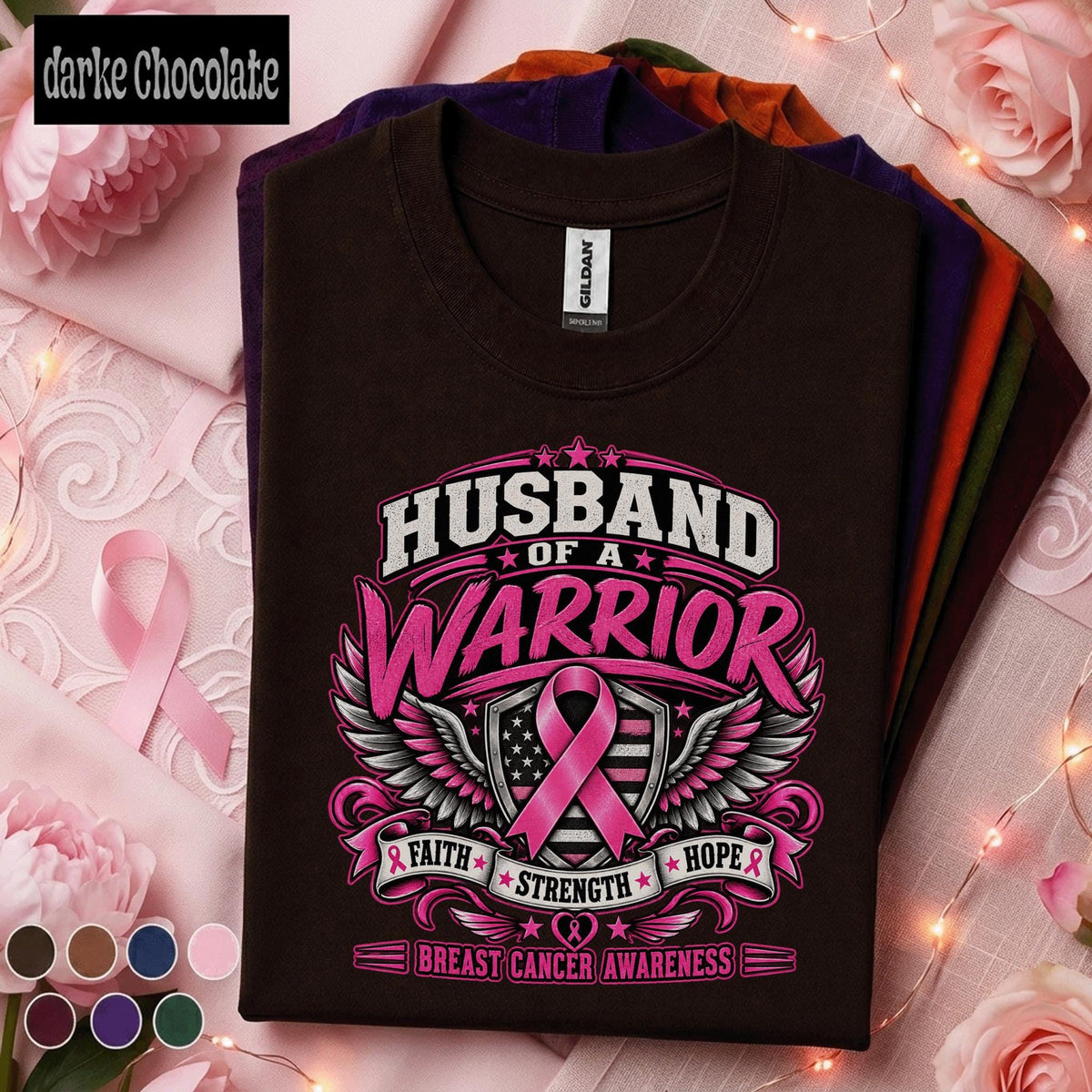 Husband of a Warrior Breast Cancer Awareness Shirt, Pink Ribbon Support Tee, Faith Strength Hope Shirt, Breast Cancer Fighter Husband Gift