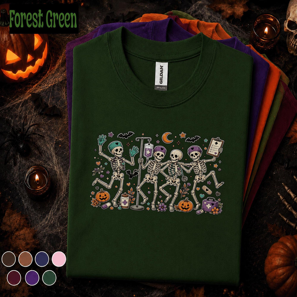Halloween Nurse Shirt, Dancing Skeleton Nurses Tee, Spooky Medical Team Shirt, Funny Healthcare Worker Halloween Gift for Nurses