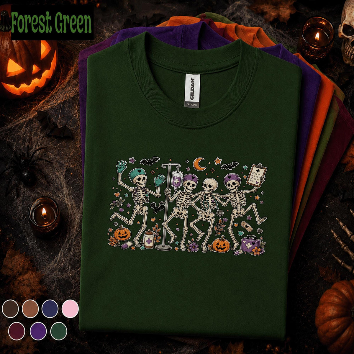 Halloween Nurse Shirt, Dancing Skeleton Nurses Tee, Spooky Medical Team Shirt, Funny Healthcare Worker Halloween Gift for Nurses