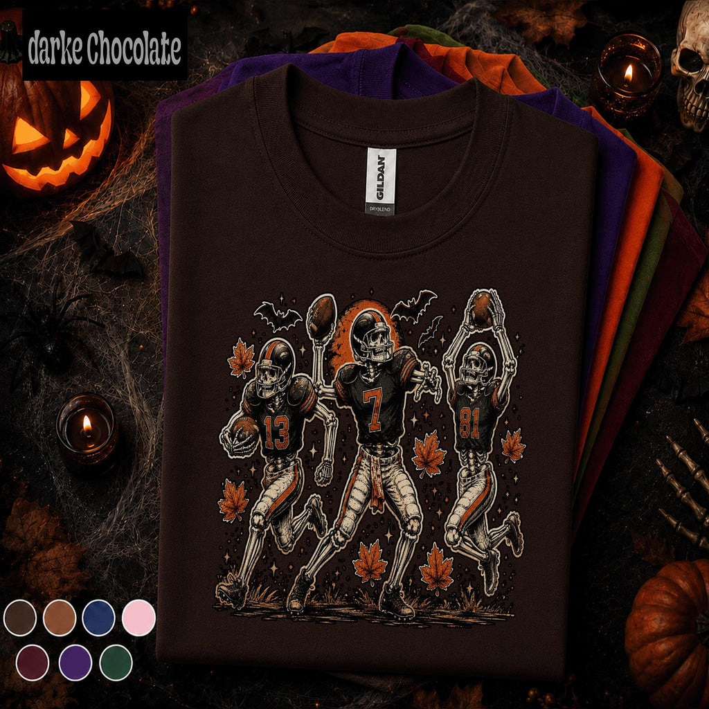 Skeleton Football Halloween Shirt, Spooky Football Team Tee, Vintage Game Day T Shirt, Fall Sports, Halloween Gift for Football Fans