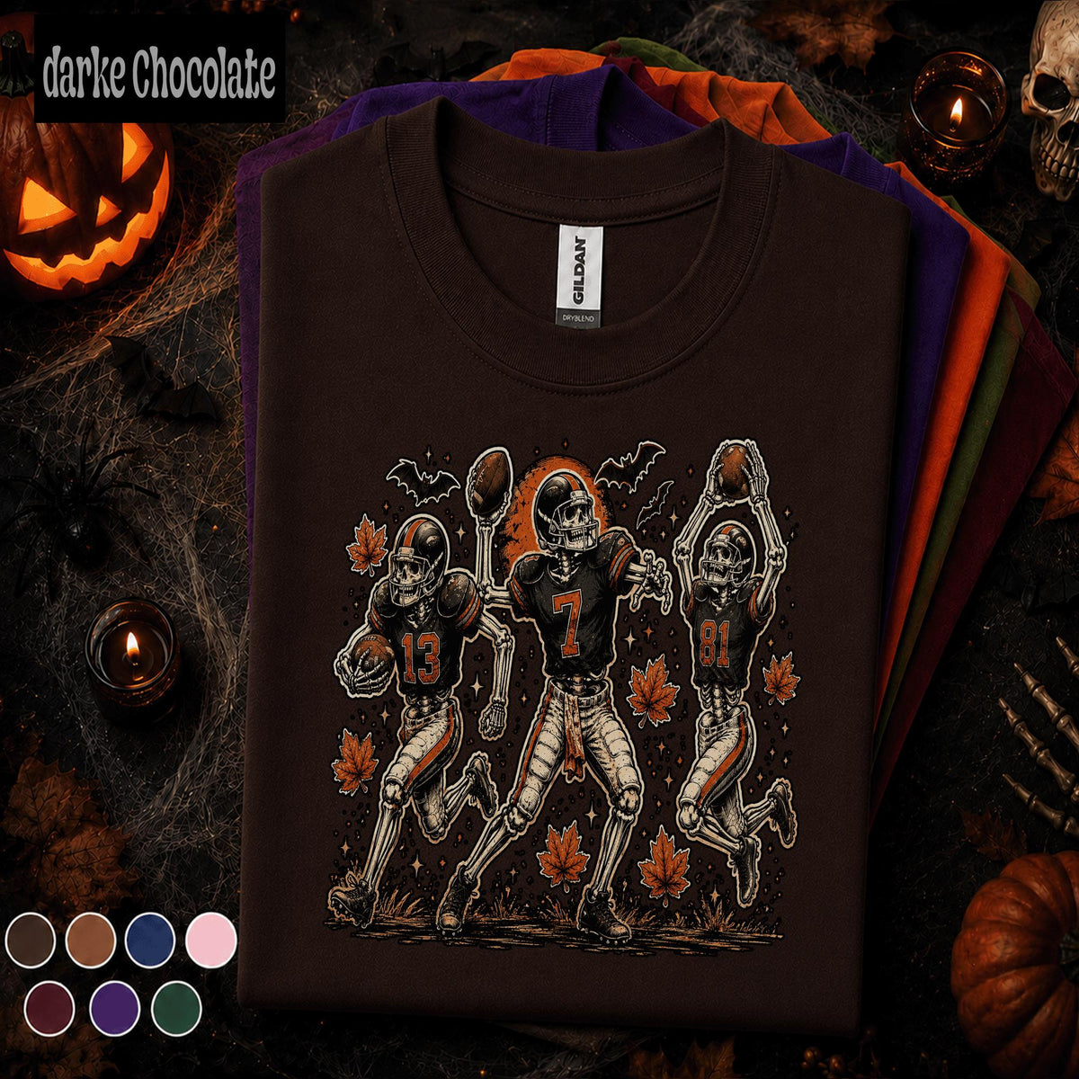 Skeleton Football Halloween Shirt, Spooky Football Team Tee, Vintage Game Day T Shirt, Fall Sports, Halloween Gift for Football Fans