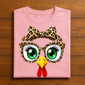 Leopard Turkey Face Shirt Girl Thanksgiving Tee Women Bow Fall Outfit for Autumn Family, Gift Thanksgiving Sweatshirt