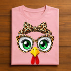 Leopard Turkey Face Shirt Girl Thanksgiving Tee Women Bow Fall Outfit for Autumn Family, Gift Thanksgiving Sweatshirt
