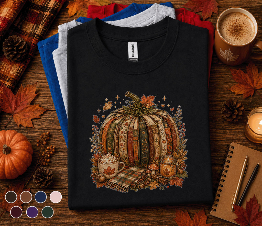 Cozy Pumpkin Books Shirt, Autumn Book Lover Tee