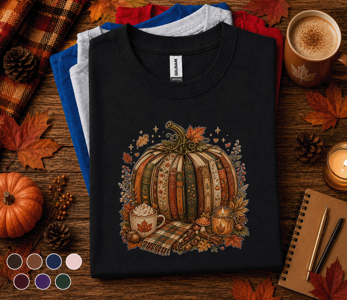 Cozy Pumpkin Books Shirt, Autumn Book Lover Tee