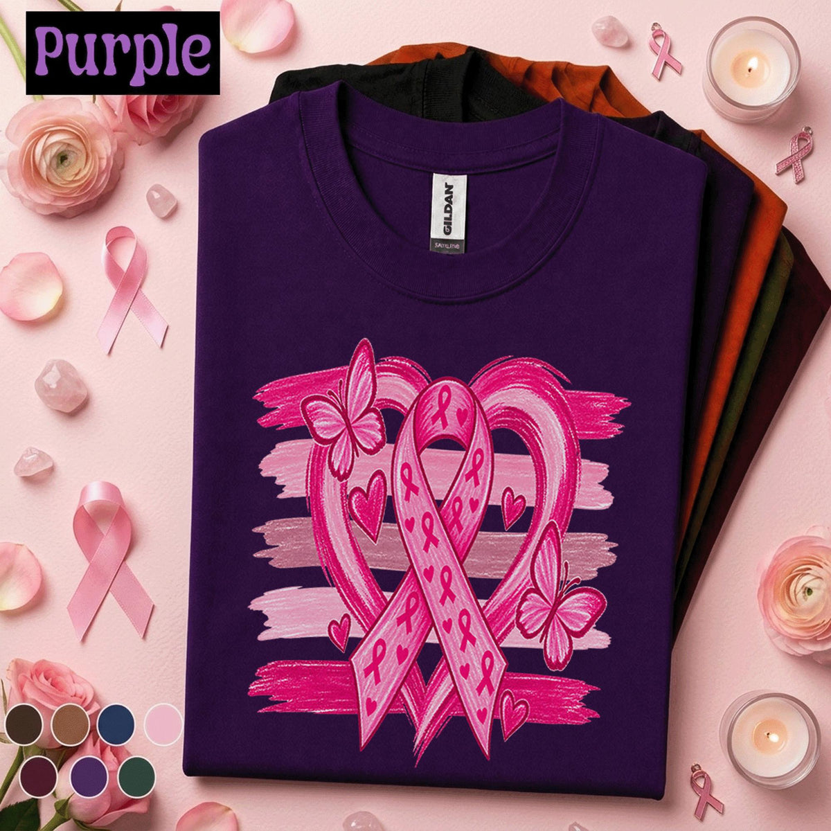 Breast Cancer Awareness Shirt, Pink Ribbon Butterfly Tee, Pink Heart Awareness Shirt, October Pink Out Breast Cancer Support Gift for Women