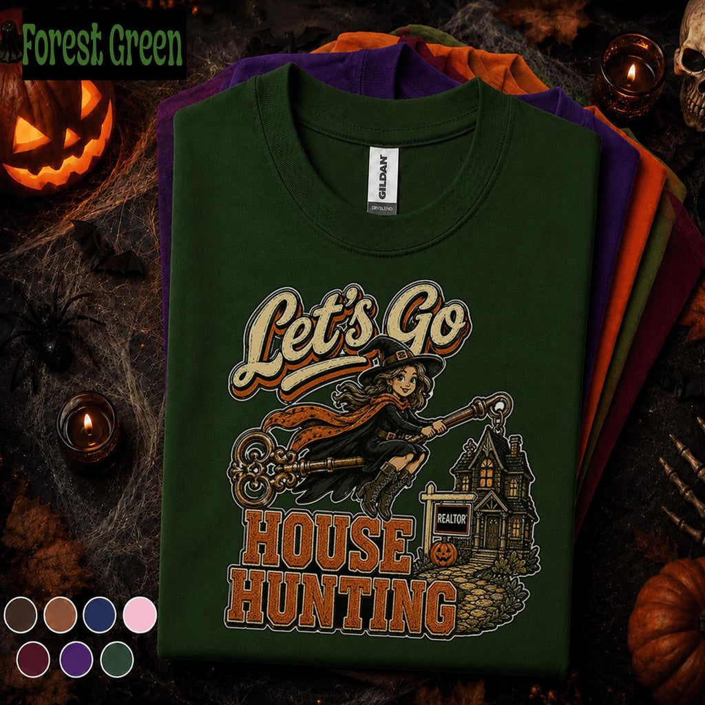 Lets Go House Hunting Halloween Realtor Shirt, Witch Real Estate Agent Tee, Spooky Realtor Gift, Haunted House Real Estate Fall Tee