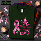 Breast Cancer Awareness Shirt, Pink Ribbon Butterfly Tee, October Pink Out Shirt, Inspirational Cancer Support Awareness Gift for Women