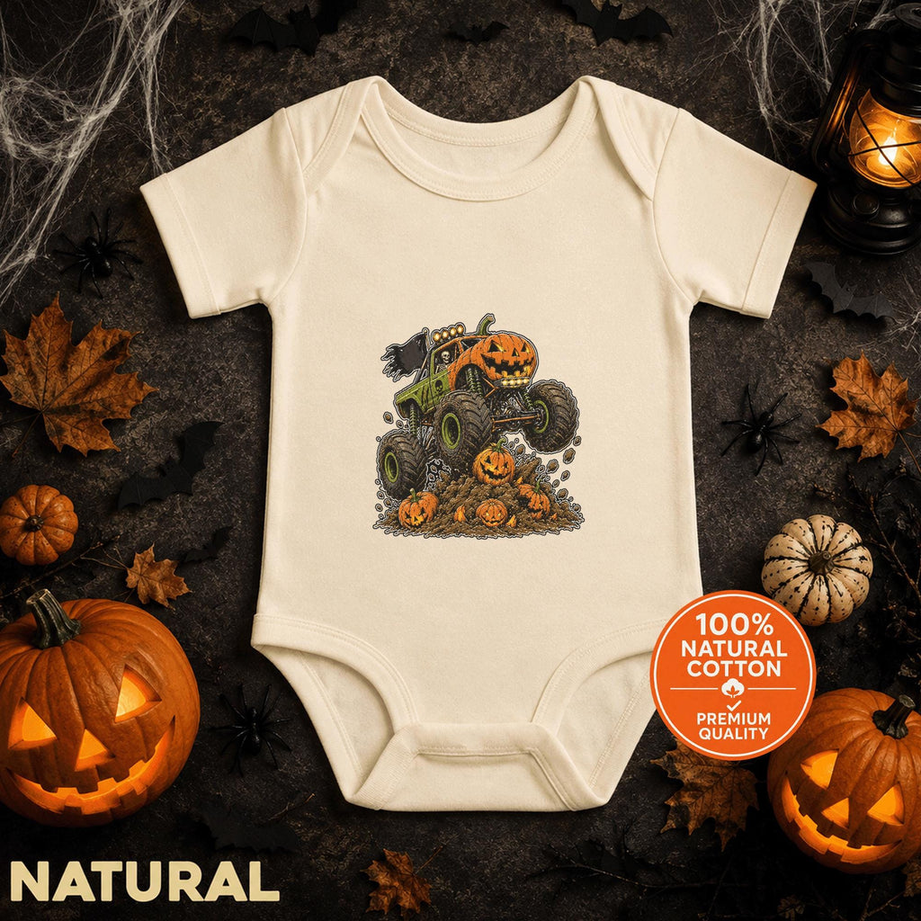 Monster Truck Halloween Baby Bodysuit, Pumpkin Truck Infant Onesie