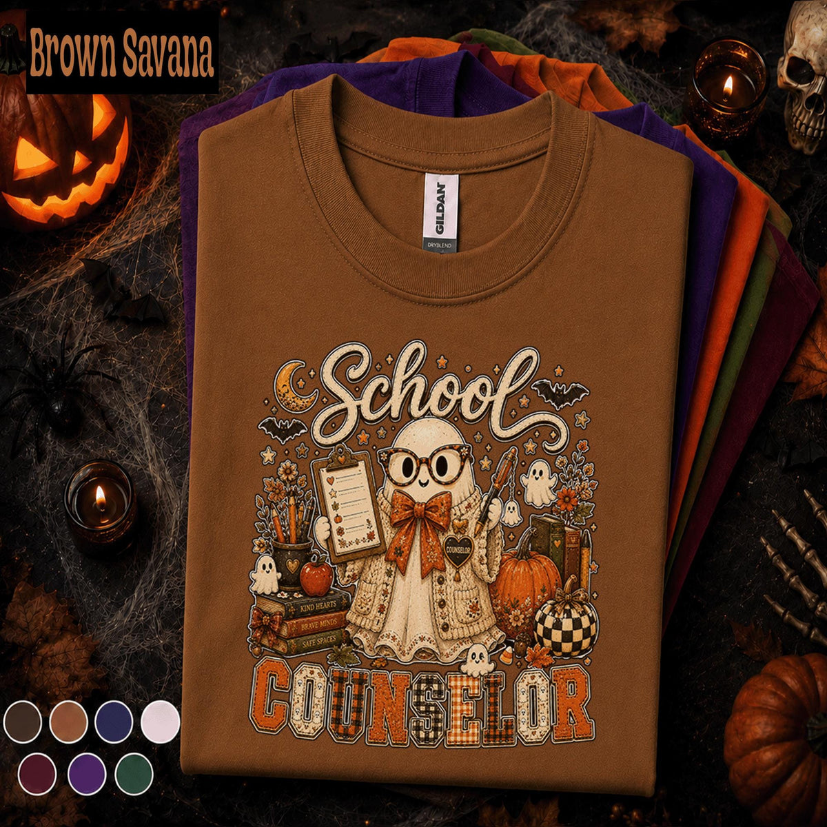 School Counselor Halloween Shirt, Cute Ghost Counselor Tee, Spooky Fall School Counseling Shirt, Pumpkin Counselor Gift for Women