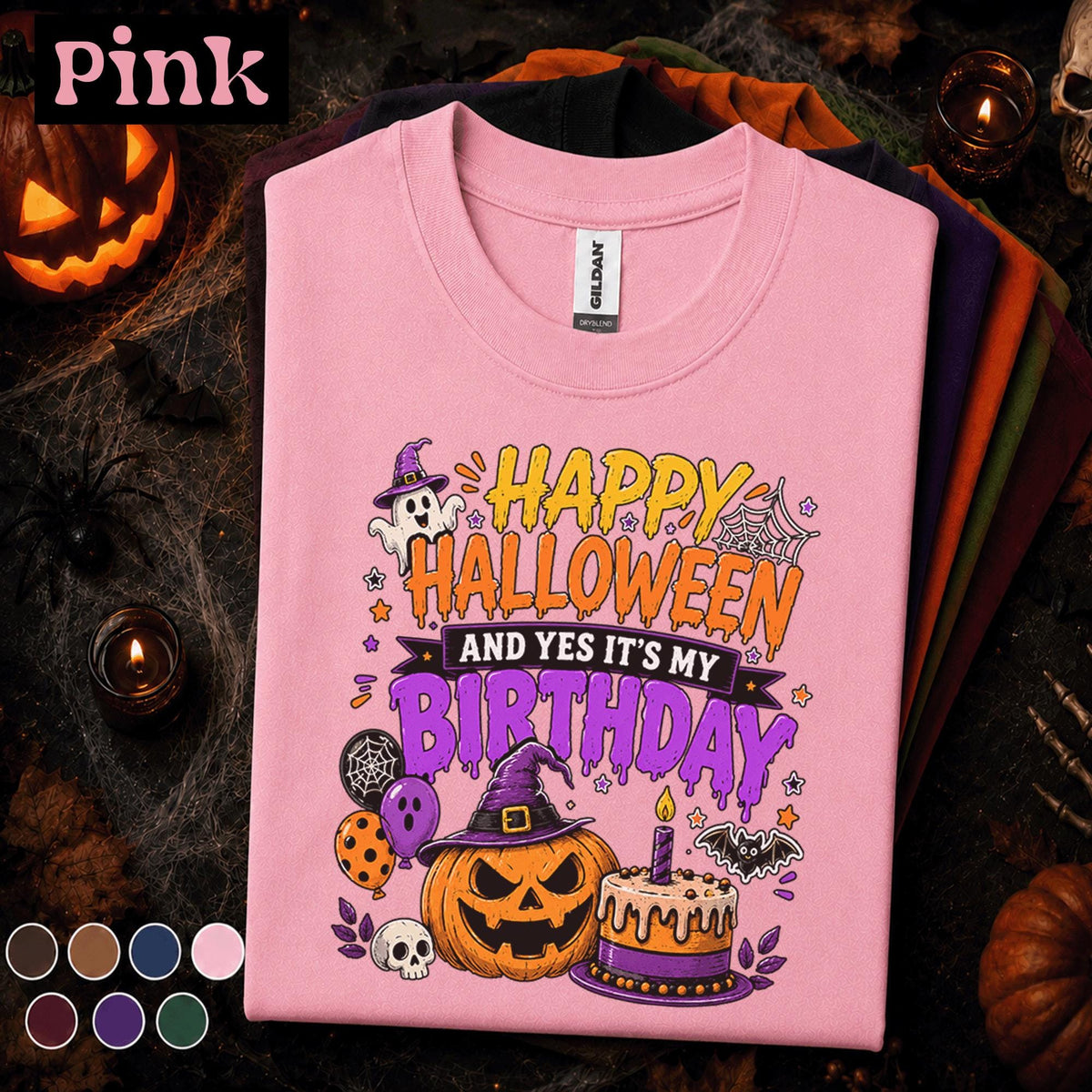 Happy Halloween Its My Birthday Shirt, Spooky Birthday Pumpkin Tee, Witch Ghost Halloween Party Shirt, October Birthday Girl Gift Tee