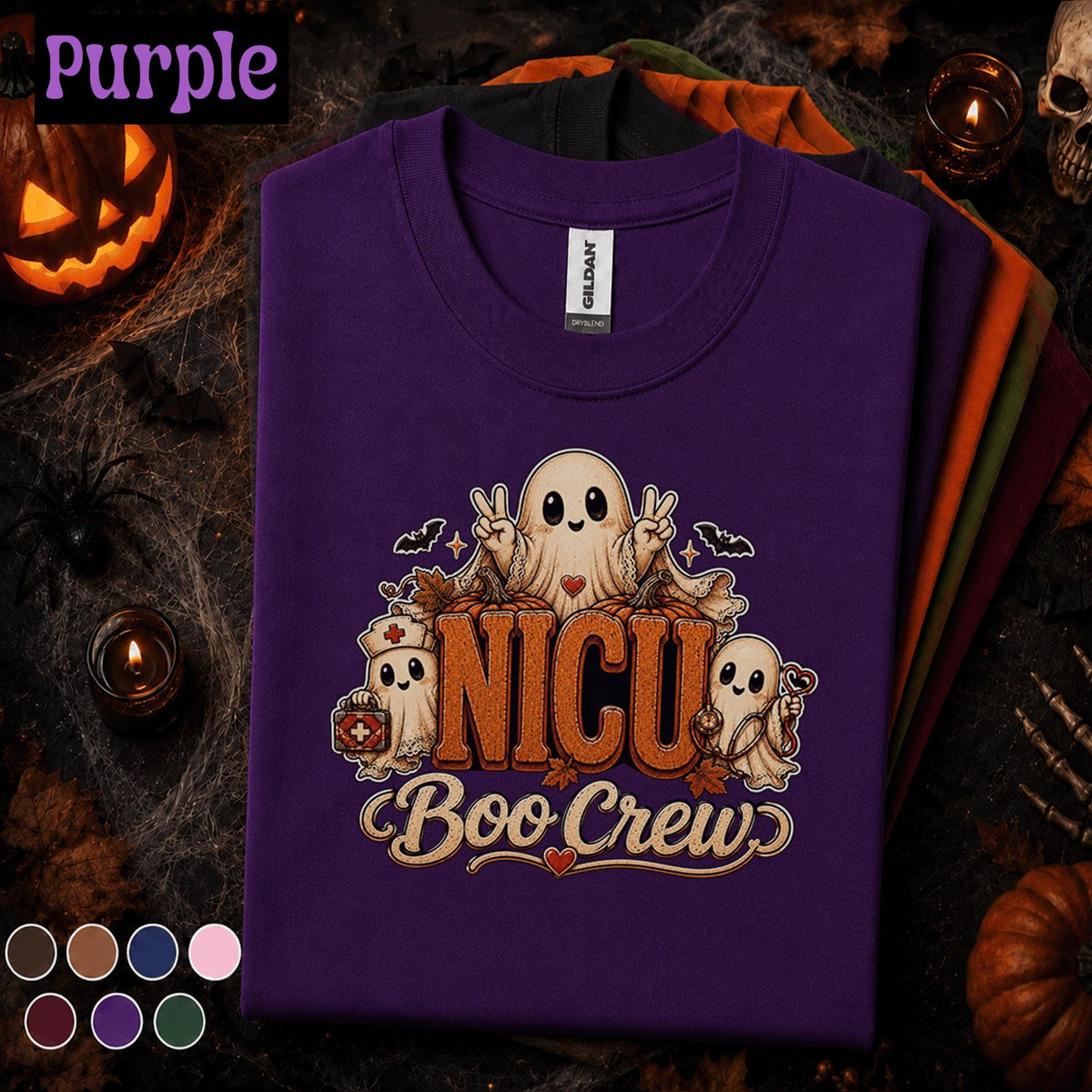 NICU Boo Crew Halloween Shirt, Cute Ghost Nurse Tee, Neonatal Nurse Gift, Spooky NICU Nursing Shirt, Healthcare Worker Halloween Tee