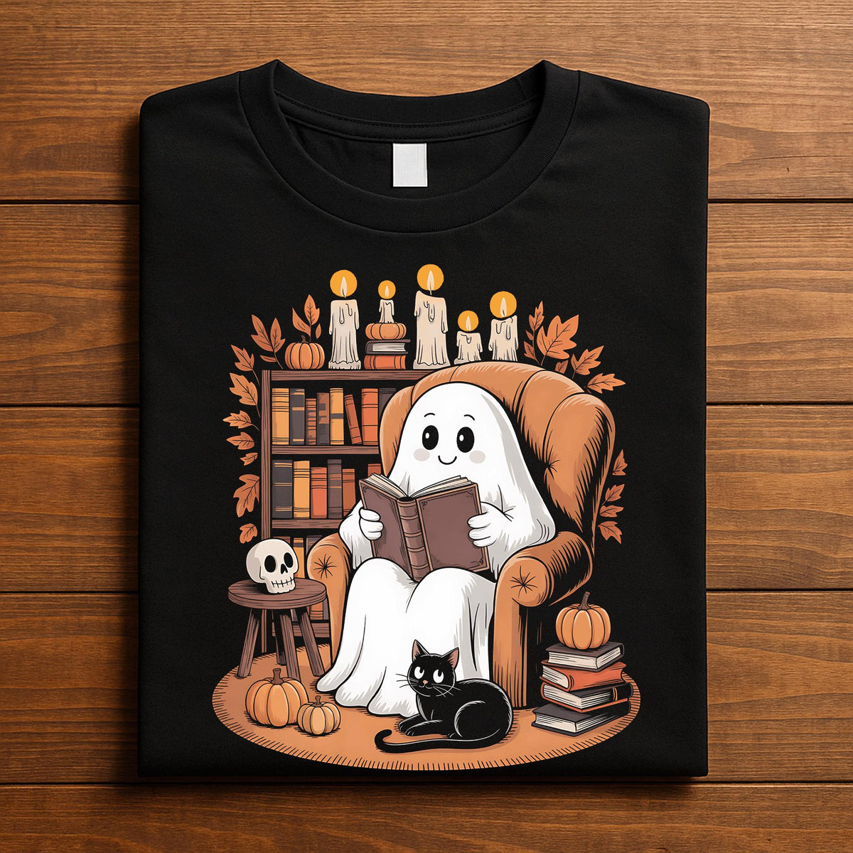 Halloween ghost reading book shirt, Halloween Teacher Shirt