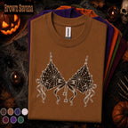 Spider Web Bow Halloween Shirt, Gothic Coquette T Shirt, Spooky Lingerie Tee, Witchy Aesthetic Top, Halloween Gift for Her