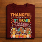 Teach Thankful for My 1st Grade Turkeys Shirt, Autumn Thanksgiving First Grade Teacher Pumpkin,  Gift Teacher Thanksgiving Sweatshirt