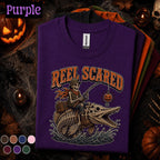Reel Scared Halloween Fishing Shirt, Skeleton Fisherman Tee, Spooky Angler Gift, Pumpkin Fishing Lure Shirt, Funny Fishing Fall Tee