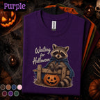 Waiting for Halloween Raccoon Shirt, Cute Raccoon Tee, Pumpkin Trick or Treat Shirt, Vintage Spooky Season Halloween Gift